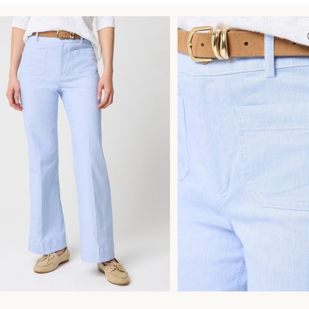 NEW J.Crew High-rise patch-pocket wide-leg pant in white stripe preppy vacation - Picture 11 of 11